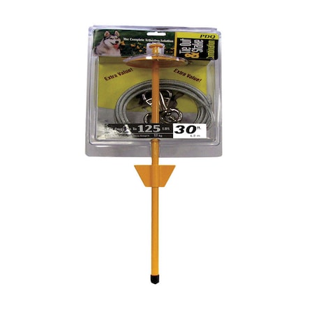 Pdq PDQ Yellow Tie-Out with Stake Metal Dog Tie Out Stake X-Large Q5730DOM99